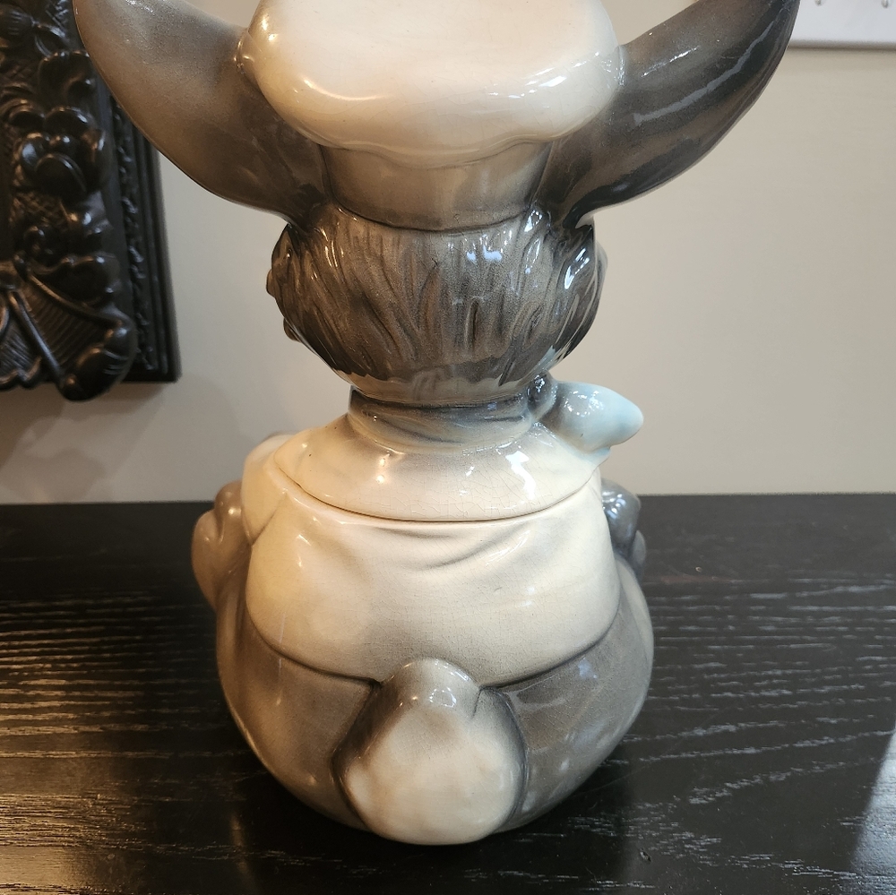 Vintage Brush McCoy Pottery Happy Bunny Chef Rabbit Cookie Jar Rare 1960's - Picture 3 of 10